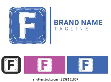 F logotipo de letra y plantilla de diseño de iconos