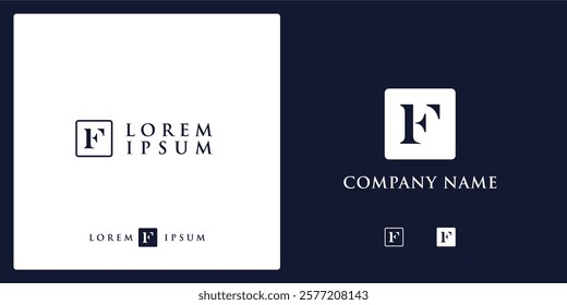 F Letter Logo and icon with frame, vector image editable