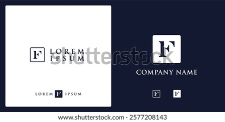 F Letter Logo and icon with frame, vector image editable