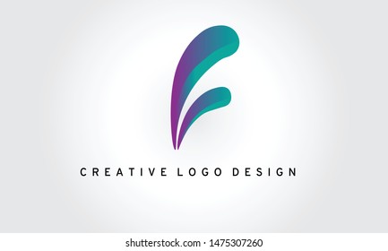 F Letter logo icon. Modern full color gradation Creative design vector