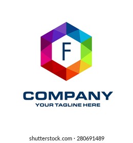 F Letter Logo Icon Mosaic Pattern Design template Element - Creative Shape Polygonal logo design - Vector illustration