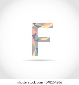 F Letter Logo Icon Mosaic Pattern Design template Element. Low Poly style