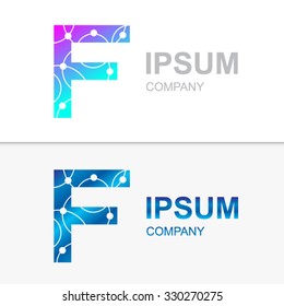 F letter logo icon template.Atom connectivity,Technology,Molecule,network,digital,Company logo Vector Illustration