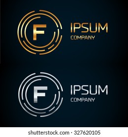 F letter logo icon template.symbol,line style letter,logotype,modern,company name brand.round,rings,circle,premium concept