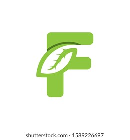 F Letter logo leaf concept template design