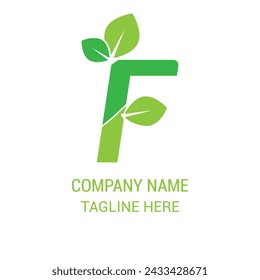 F-Buchstaben-Logo mit Blattdesign.