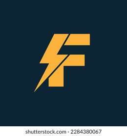 Logo De Letra F Con Diseño Del Vector Del Tornillo De Luminoso. Ilustración del vector con logotipo F de la letra del tornillo eléctrico.