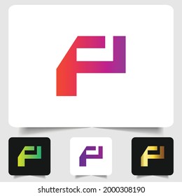 F logotipo de letra diseño de gradiente abstracto moderno