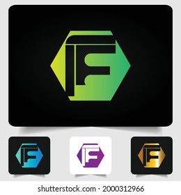 F logotipo de letra diseño de gradiente abstracto moderno