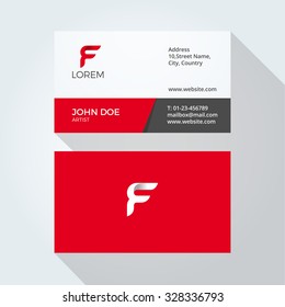 F Letter Logo Modern Simple Abstract. Corporate Business Card Design Template