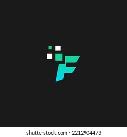  F-Brief-Logo. Modern Tachnology Logo Ideenzeichen. Universelles Emblem, Vektorsymbol.  F Tachnology Logo Design Template Elemente. Tachnologie-Logo.