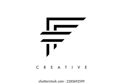 F Letter Logo Monogram with Black and White Lines and Minimalist Design Vector. Creative Modern Letter F Icon Sign Illustration.