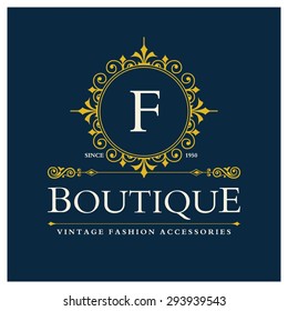 f Letter logo, Monogram design elements, line art logo design. Beautiful Boutique Logo Designs, Business sign, Restaurant, Royalty, Cafe, Hotel, Heraldic, Jewelry, Fashion, Wine. Vector illustration
