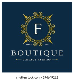 F Letter logo, Monogram design elements, line art logo design. Beautiful Boutique Logo Designs, Business sign, Restaurant, Royalty, Cafe, Hotel, Heraldic, Jewelry, Fashion, Wine. Vector illustration