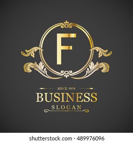 F Letter logo, Monogram design elements, line art logo design. Beautiful Boutique Logo Designs, Business sign, Restaurant, Royalty, Cafe, Hotel, Heraldic, Jewelry, Fashion, Wine. Vector illustration