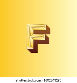 F letter logo with nice gold background.F letter icon.