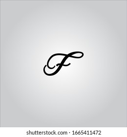 F letter logo with nice white background.Script font letter logo.Script icon design.