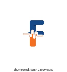 F Letter logo on pulse concept creative template design