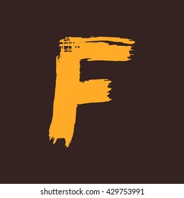 F letter logo painted with a brush. 