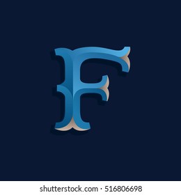 F letter logo in retro marine style. Vintage decorative typeset for labels, posters etc.