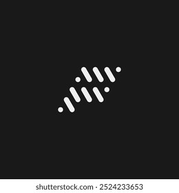 F letter logo with rounded scanlines accent. Black and white.