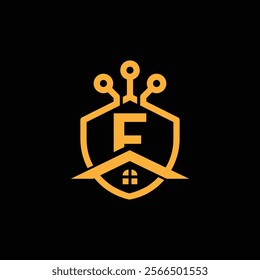 F letter Logo with Shield, F shield logo design template