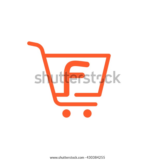 F letter\
logo with Shopping cart icon. Vector design element for sale tag,\
card, corporate identity, label or\
poster.