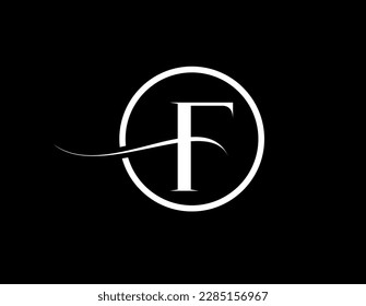 F Letter Logo Sign Design With Water Wave Concept.F Circle logo