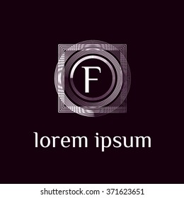 F letter logo with square border - vector (sign, symbol, icon, border)
