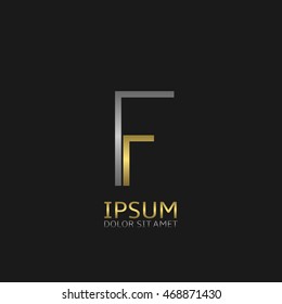 F letter logo template for your business company. Golden and silver colors