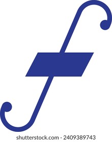 F Letter Logo. Ultramarine Color. - Vector