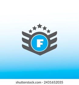 F letter logo vector design on blue and white gradient color background. F letter logo and icon design
