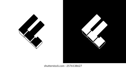 F letter logo vector with piano keyboard