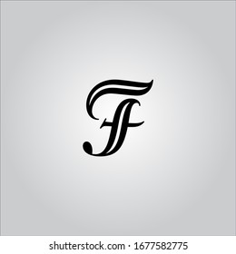 F letter logo with white background.The black letter icon.The letter design.