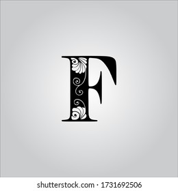 F logotipo de letra con fondo blanco.F icono de letra.Diseño de letras negras.
