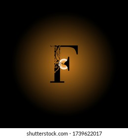 F letter logo with white logo and black background.The nice letter design.