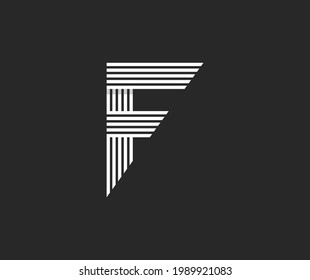 F Letter Logo With White Stripes Dynamic Design. Connection Of Lines, Letter Symbol Vector Illustration Template. Modern, Elegant, Luxury icon for your Corporate identity.