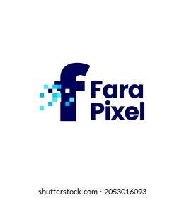 f letter lowercase pixel mark digital 8 bit logo vector icon illustration