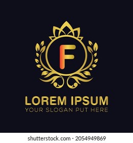 F letter luxury logo design template vector