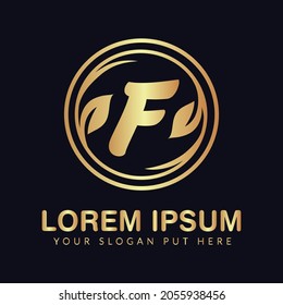 F letter luxury logo design template vector