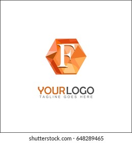 F letter luxury monogram. Geometric hexagon vector logo design template. 