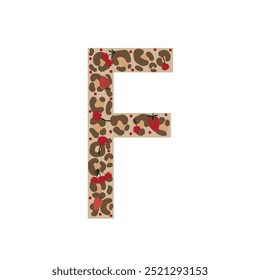 
F letter. Made of leopard cherry and strawberry