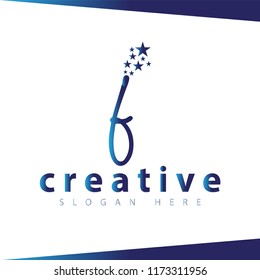 f letter with magic wand logo icon vector template