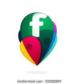 F letter with map tag. Vector design template elements for your application or corporate identity.