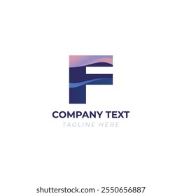 f letra mínima forma de onda abstracta diseño de logotipo Único Negocio memorable