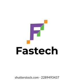 F letter minimal tech logo design