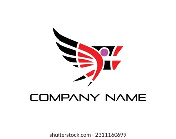 F letra Modern abstract creativa 
 logotipo de alas digitales. logotipo de ilustración vectorial. estilo moderno Impresionante logotipo en forma de plantilla Modo plano.