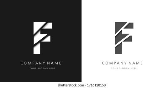 F letter modern logo broken design