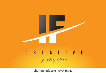 IF I F Letter Modern Logo Design with Swoosh Cutting the Middle Letters and Yellow Background.