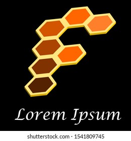 F Letter Modern Style Logos. 3D, Polygon, Hexagonal Vector Logos